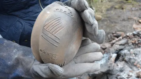 Suffolk County Council Pot after firing in a kiln