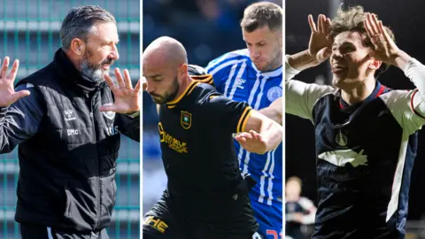 Hearts' Derek McInnes, Livingston's Scott Pittman, Kilmarnock's Liam Polworth and Falkirk's Barney Stewart