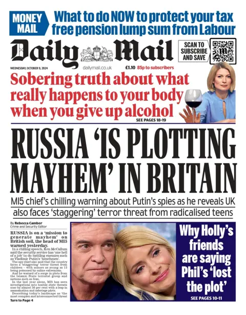 Front page of the Daily Mail 