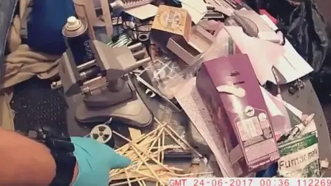 GMP Police bodycam footage showing evidence that Stables was trying to build a bomb