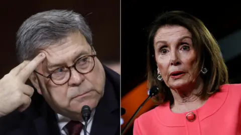 EPA/Reuters Attorney General William Barr and US Speaker Nancy Pelosi