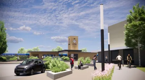  Ergotechnics Ltd An artists impression of Wixams railway station