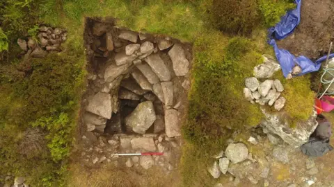 Northern Picts/University of Aberdeen Aerial image of well on Mither Tap, Bennachie