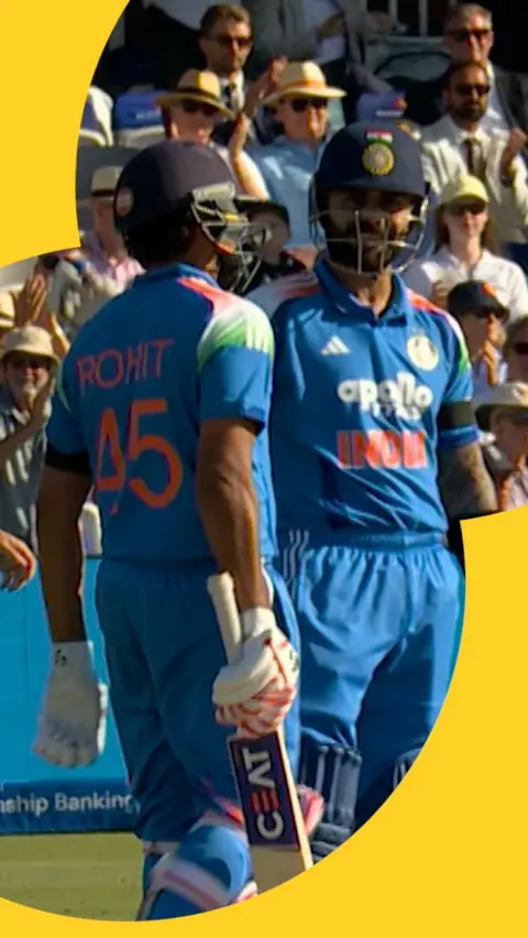 Rohit Sharma and Virat Kohli in the middle of the wicket at Lord's 