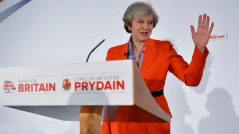 Getty Images Theresa May at Welsh Conservative conference