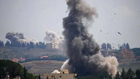 Smoke billows from the Nabatieh area of southern Lebanon following Israeli strikes (2 June 2026)