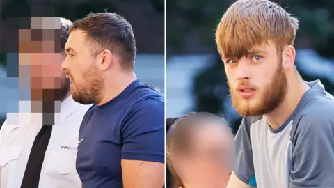 Comp image of Elliot Truelove, wearing a blue t-shirt, with the side of his face to the camera, and Liam Thomas, with a beard and facing the camera. He is wearing a white and blue t-shirt