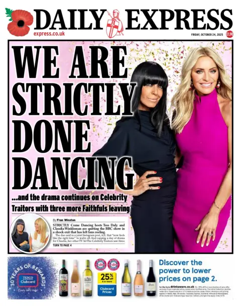 "We are strictly done dancing," reads the headline on the front page of the Daily Express.