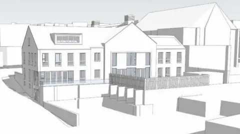 Artist's impression of a three and a half storey building.