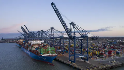 Getty Images Container ship at Felixstowe port