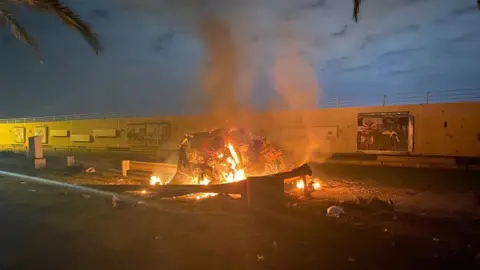 EPA wreckage of car after air strike that killed soleimani