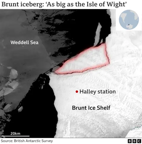 BBC A satellite view of the new iceberg