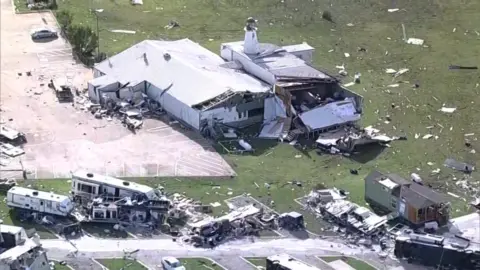 A mobile home park in northern Texas smashed in the storms