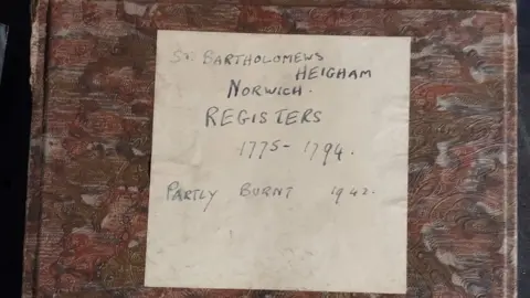 Norfolk Museums Service St Bartholomew's church registers dating back to 1775