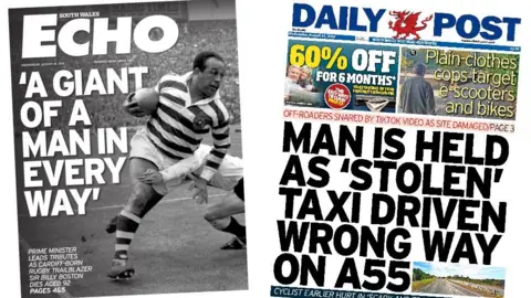 South Wales Echo and Daily Post front pages