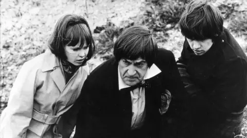 Wendy Padbury, Patrick Troughton and Frazer Hines in The War Games