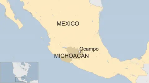 Map of Mexico showing Ocampo and Michoacán state