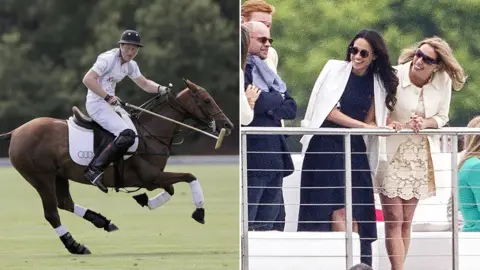 Shutterstock/Getty Images Meghan Markle watches Prince Harry play polo at Coworth Park