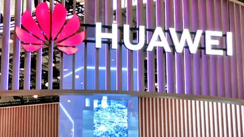 Alamy Huawei sign at conference