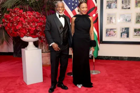 EPA Actor LeVar Burton (L) and Stephanie Cozart Burton (R) arrive to arrive to attend a state dinner in honor of Kenya's president hosted by US presiden