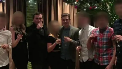 Facebook A blurred image of Jordan Daykin (left) and Macorley Bivens (right) at a party.