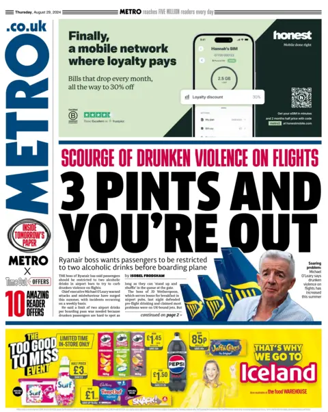 Metro: Three pints and you're out