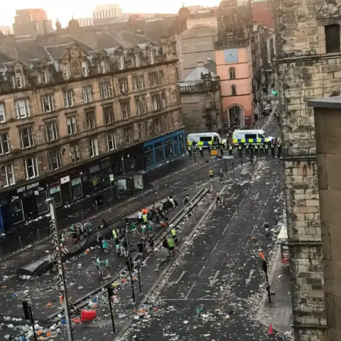 UGC A general view of the Trongate and Glasgow Cross after the gathering in 2024