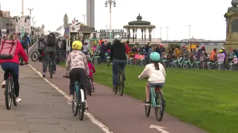 BBC Cyclists taking part in Kidsical in Brighton