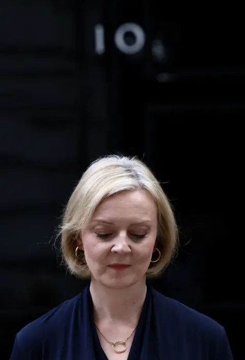 Reuters Liz Truss announcing her resignation outside Downing Street