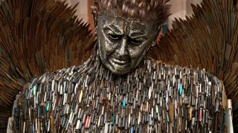 Getty Images Knife Angel sculpture, made of 100,000 knives