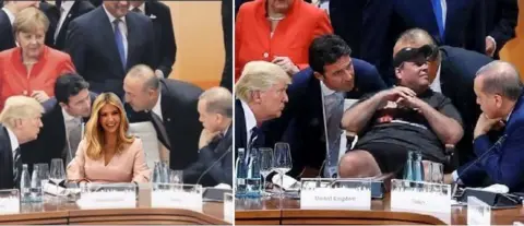 Getty Images / @ Dktr_Sus / @ USseriously Photoshops of Ivanka Trump and Chris Christie at the G20