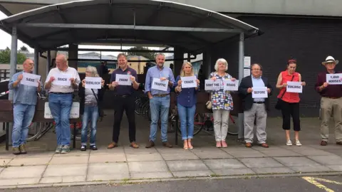 Protesters outside Shirehall in Shrewsbury