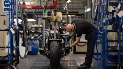 Getty Images Triumph motorcycle factory floor