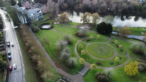 Shaun Whitmore/BBC Aerial view of Wensum Park in Norwich