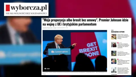 GAZETA WYBORCZA Front page of Gazeta Wyborcza showing Mr Johnson speaking at the Tory party conference