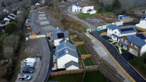 Retaining wall among the building site