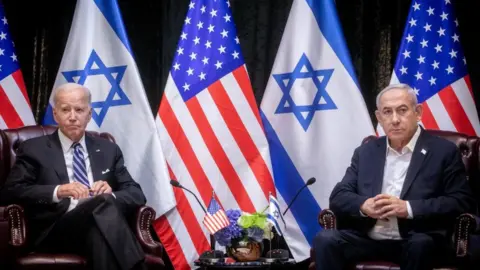 盖蒂图片社总统乔·拜登和以色列总理本杰明·内塔尼亚胡