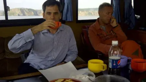 Andrei Lugovoi (right) on a fishing trip