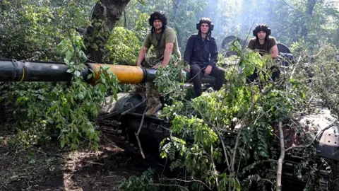 Getty Images Ukrainian soldiers pictured on 9 July, 2022