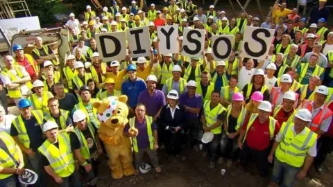 BBC The team in hi vis at the centre