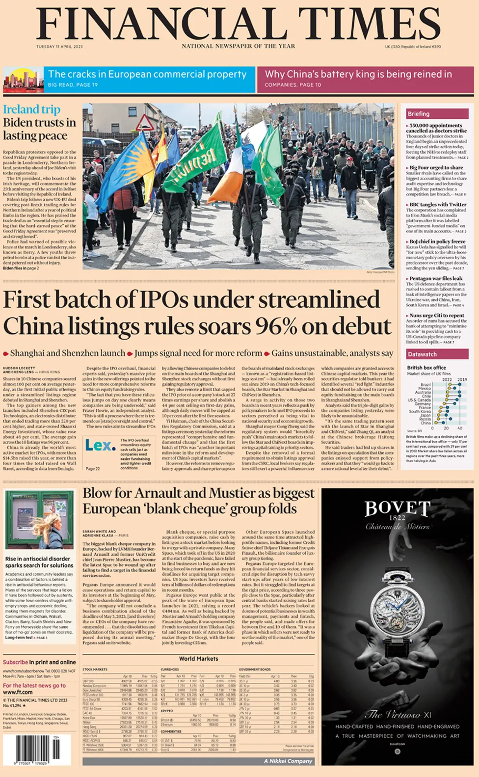 FT front page, 11 April 2023