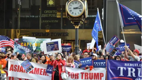 Getty Images Asian and Chinese-American Trump supporters rally in Manhattan in 2016