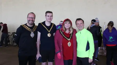 Billericay parkrun David Dadds, Leighton Rowlands, Janice Charles and Alun Cairns