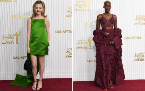 Getty Images Amanda Seyfried and Sheila Atim arrive for the 29th Screen Actors Guild Awards at the Fairmont Century Plaza in Century City, California, on February 26, 2023