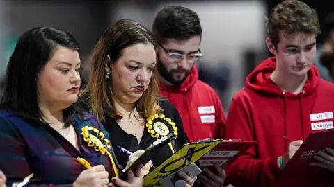 Getty Images Party representatives at Glasgow count