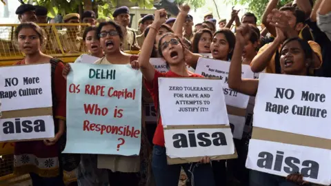 Getty Images There is growing anger in India against rape and sexual violence
