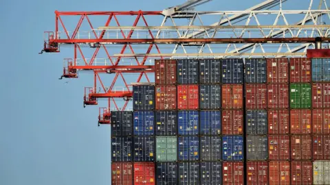 AFP Containers aboard a container ship at Southampton Docks