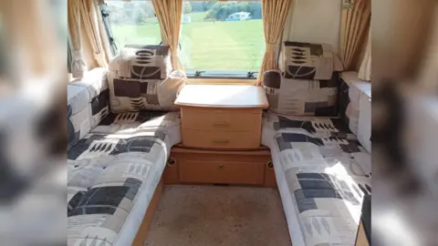 Nicky Kieley-Shier The inside of the caravan showing the seating area