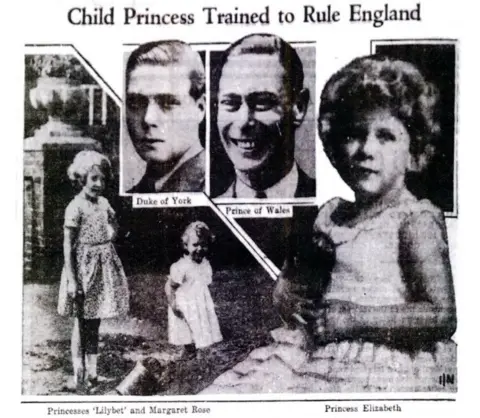Marysvillle Journal-Tribune Images from a newspaper story printed in the the Marysville Journal-Tribune in 1934, with the headline "Child Princess Trained to Rule England"