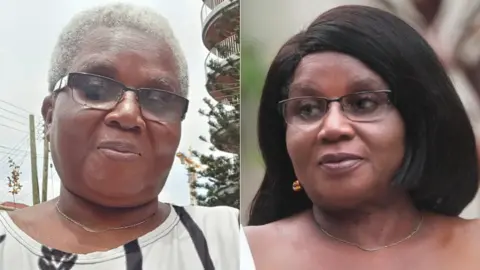 Elizabeth Ohene Elizabeth Ohene - left with grey hair, right with long black hair